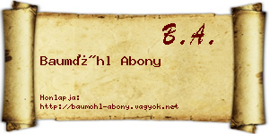 Baumöhl Abony névjegykártya